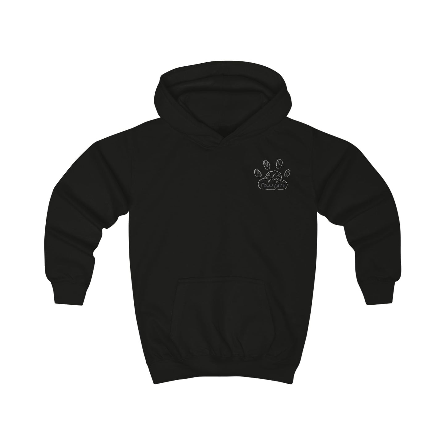Pawfect by Analeigh - Kids Hoodie with a furry friend "hanging around"