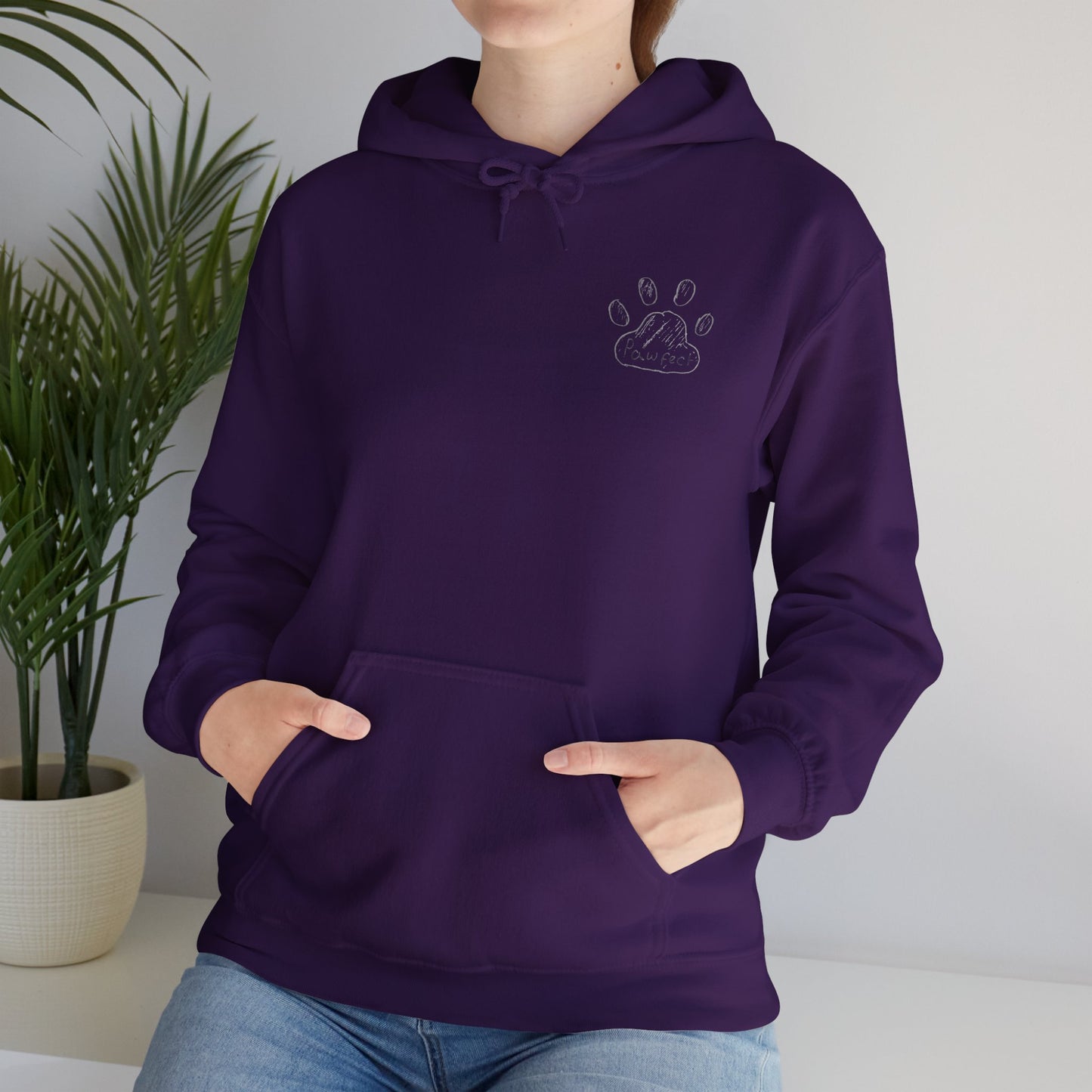 Pawfect by Analeigh - Unisex Hoodie with a furry friend "hanging around"